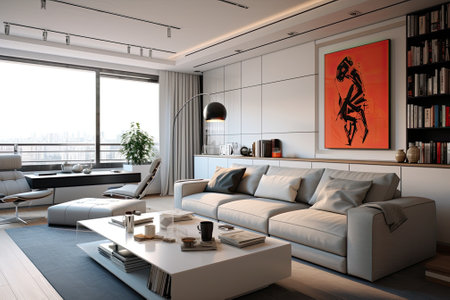 Contemporary small apartment living room interior design.の素材