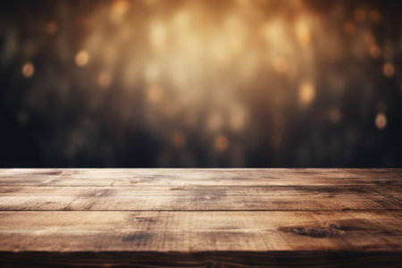 Blurry background with vintage wooden tableの素材