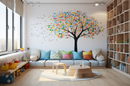 Create a a white mock up wall in the childrens room.の素材