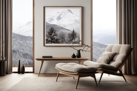 Scandinavian style, living room with a modern poster frame.の素材
