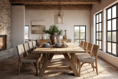 a dining room mockup in a farmhouseの素材