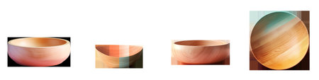 Bowl made of wood against transparent backgroundの素材
