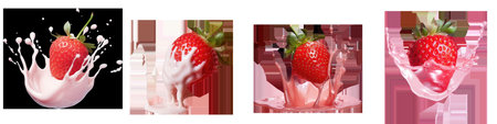 A fresh strawberry in yogurt transparent backgroundの素材