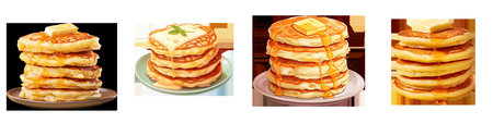 Cheesy pancakes stand alone transparent backgroundの素材