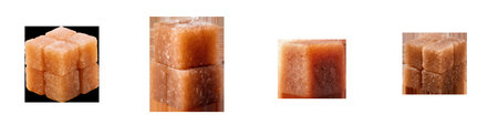 Caramelized brown sugar cube isolated on a transparent backgroundの素材