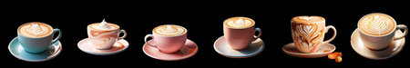 Png Set Tasty Latte at Artistic Coffee Shop transparent backgroundの素材