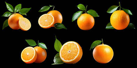 Png Set transparent background with an isolated orangeの素材