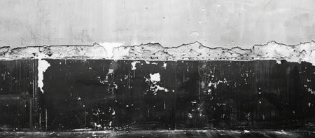 Monochrome photo of urban building wall with peeling paintの素材