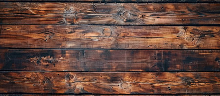 Detailed closeup of a brown hardwood wall with intricate wood grain patternの素材