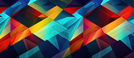 Vibrant geometric pattern in magenta and electric blue on dark backgroundの素材