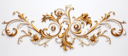Gold floral design on white background, inspired by natureの素材
