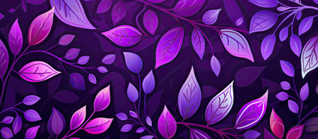 Vibrant violet petals of a flowering plant against a dark purple backgroundの素材