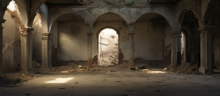 An arch stands in the center of the space, beckoning visitors forwardの素材
