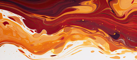 Closeup of a red and orange marble pattern on white backgroundの素材