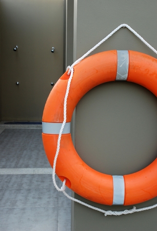 Life buoy hang on the wallの写真素材