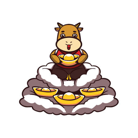 Designs for the needs of the Chinese New Year, the year of the ox, with the design of the cow character that is made cute and adorableDesigns for the needs of the Chinese New Year, the year of the ox, with the design of the cow character that is made cute and adorableのイラスト素材