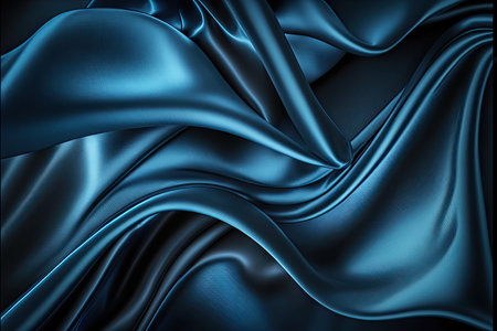 Dark blue silk satin. Abstract elegant background for design. Color gradient. Silky smooth fabricの素材