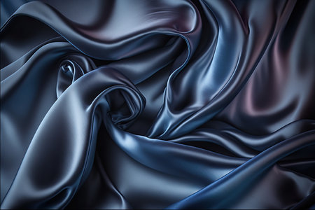 Dark blue silk satin. Abstract elegant background for design. Color gradient. Silky smooth fabricの素材