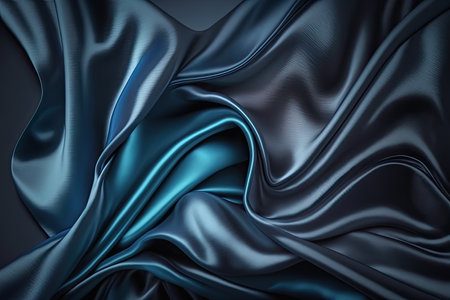 Dark blue silk satin. Abstract elegant background for design. Color gradient. Silky smooth fabricの素材