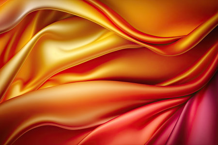 Orange yellow silk satin. Abstract elegant background for design. Color gradient. Silky smooth fabricの素材