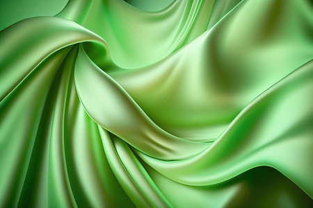 Light green silk satin. Abstract elegant background for design. Color gradient. Silky smooth fabricの素材