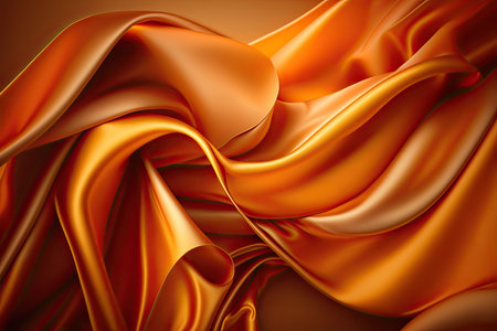 Orange silk satin. Abstract elegant background for design. Color gradient. Silky smooth fabricの素材