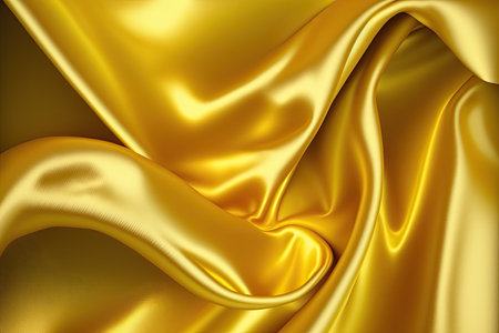 Yellow-gold silk satin. Abstract elegant background for design. Color gradient. Silky smooth fabricの素材