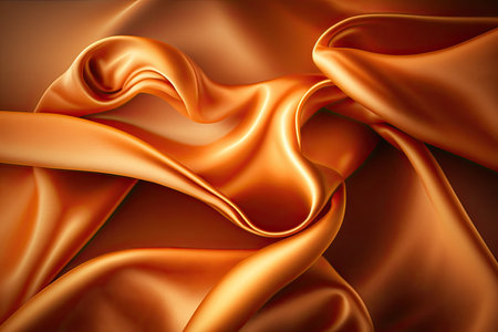 Orange silk satin. Abstract elegant background for design. Color gradient. Silky smooth fabricの素材