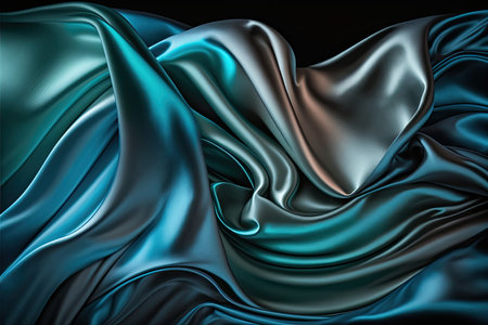 Dark blue silk satin. Abstract elegant background for design. Color gradient. Silky smooth fabricの素材