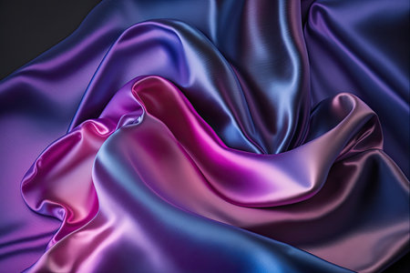 Dark blue and purple silk satin. Abstract elegant background for design. Color gradient. Silky smooth fabricの素材