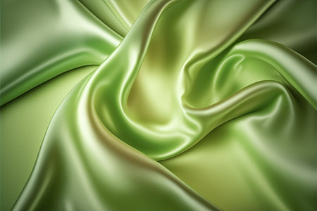 Light green silk satin. Abstract elegant background for design. Color gradient. Silky smooth fabricの素材