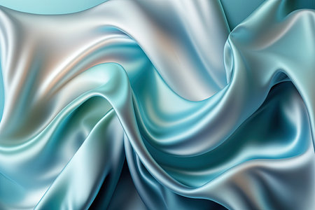 Light blue silk satin. Abstract elegant background for design. Color gradient. Silky smooth fabricの素材