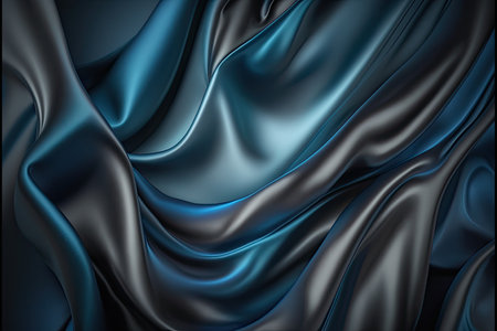 Dark blue silk satin. Abstract elegant background for design. Color gradient. Silky smooth fabricの素材