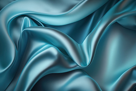 Light blue silk satin. Abstract elegant background for design. Color gradient. Silky smooth fabricの素材