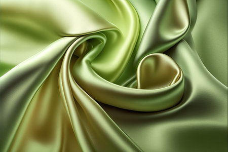 Light green silk satin. Abstract elegant background for design. Color gradient. Silky smooth fabricの素材
