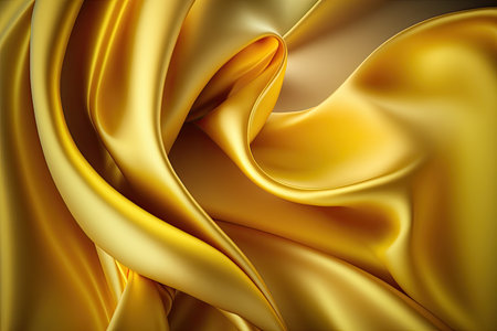 Yellow-gold silk satin. Abstract elegant background for design. Color gradient. Silky smooth fabricの素材