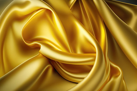 Yellow-gold silk satin. Abstract elegant background for design. Color gradient. Silky smooth fabricの素材
