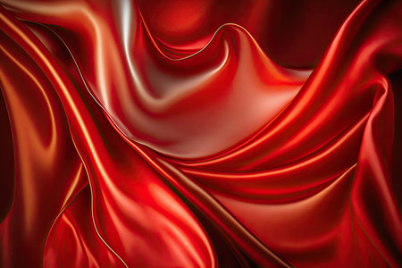 Red silk satin. Abstract elegant background for design. Color gradient. Silky smooth fabricの素材