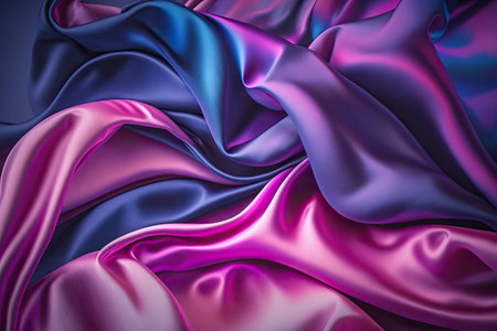Dark blue and purple silk satin. Abstract elegant background for design. Color gradient. Silky smooth fabricの素材