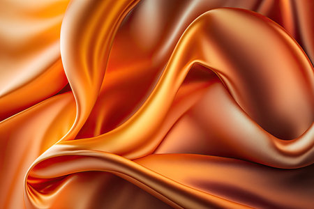 Orange silk satin. Abstract elegant background for design. Color gradient. Silky smooth fabricの素材