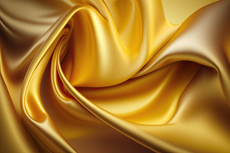 Yellow-gold silk satin. Abstract elegant background for design. Color gradient. Silky smooth fabricの素材
