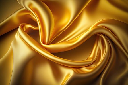 Yellow-gold silk satin. Abstract elegant background for design. Color gradient. Silky smooth fabricの素材