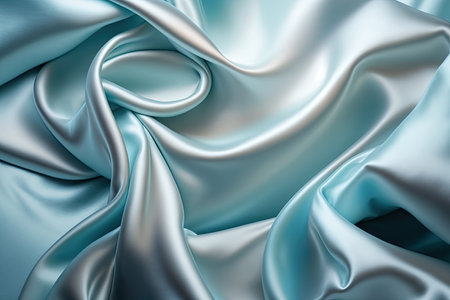 Light blue silk satin. Abstract elegant background for design. Color gradient. Silky smooth fabricの素材
