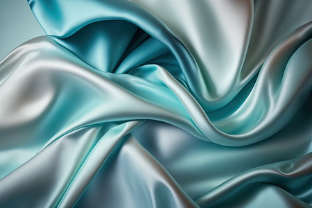 Light blue silk satin. Abstract elegant background for design. Color gradient. Silky smooth fabricの素材