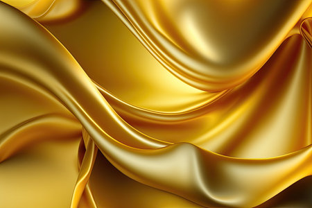 Yellow-gold silk satin. Abstract elegant background for design. Color gradient. Silky smooth fabricの素材