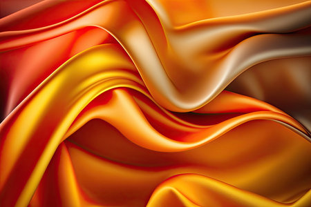 Orange yellow silk satin. Abstract elegant background for design. Color gradient. Silky smooth fabricの素材