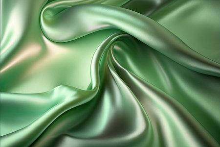 Light green silk satin. Abstract elegant background for design. Color gradient. Silky smooth fabricの素材