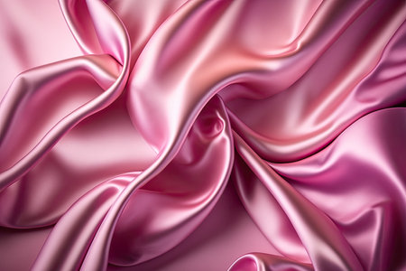 Pink silk satin. Abstract elegant background for design. Color gradient. Silky smooth fabricの素材