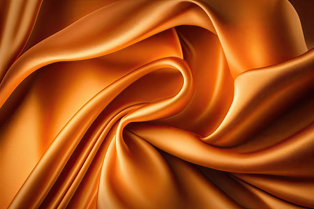 Orange silk satin. Abstract elegant background for design. Color gradient. Silky smooth fabricの素材