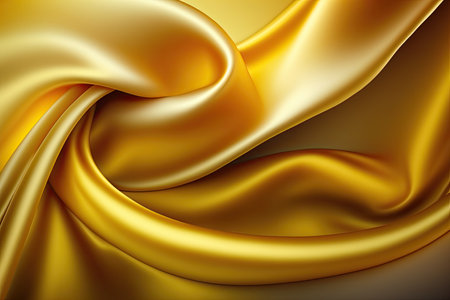 Yellow-gold silk satin. Abstract elegant background for design. Color gradient. Silky smooth fabricの素材